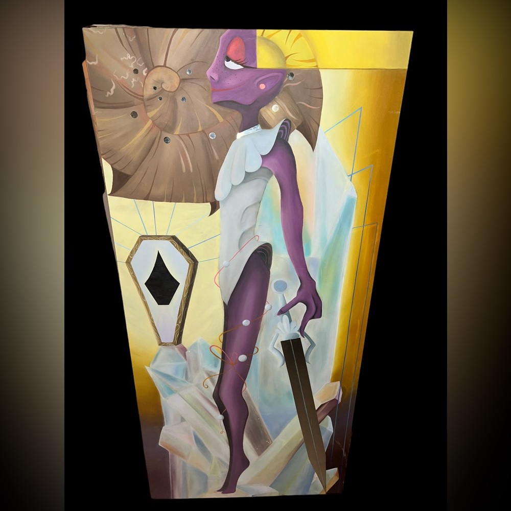 2023 Original Abstract Surreal Warrior Art Large Steel & Oil Signed Painting